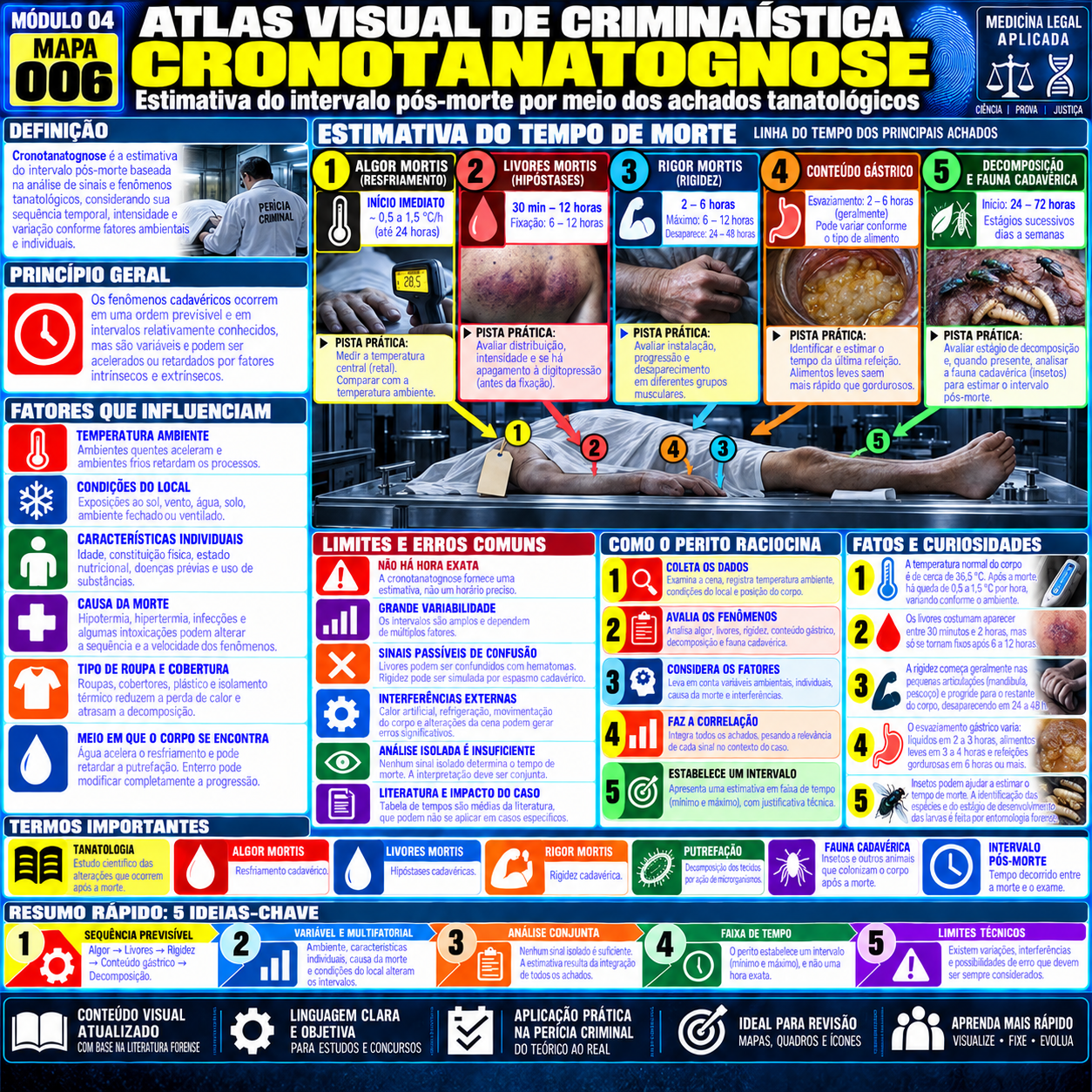 Mapa Mental: Cronotanatognose - Estimativa da Hora da Morte