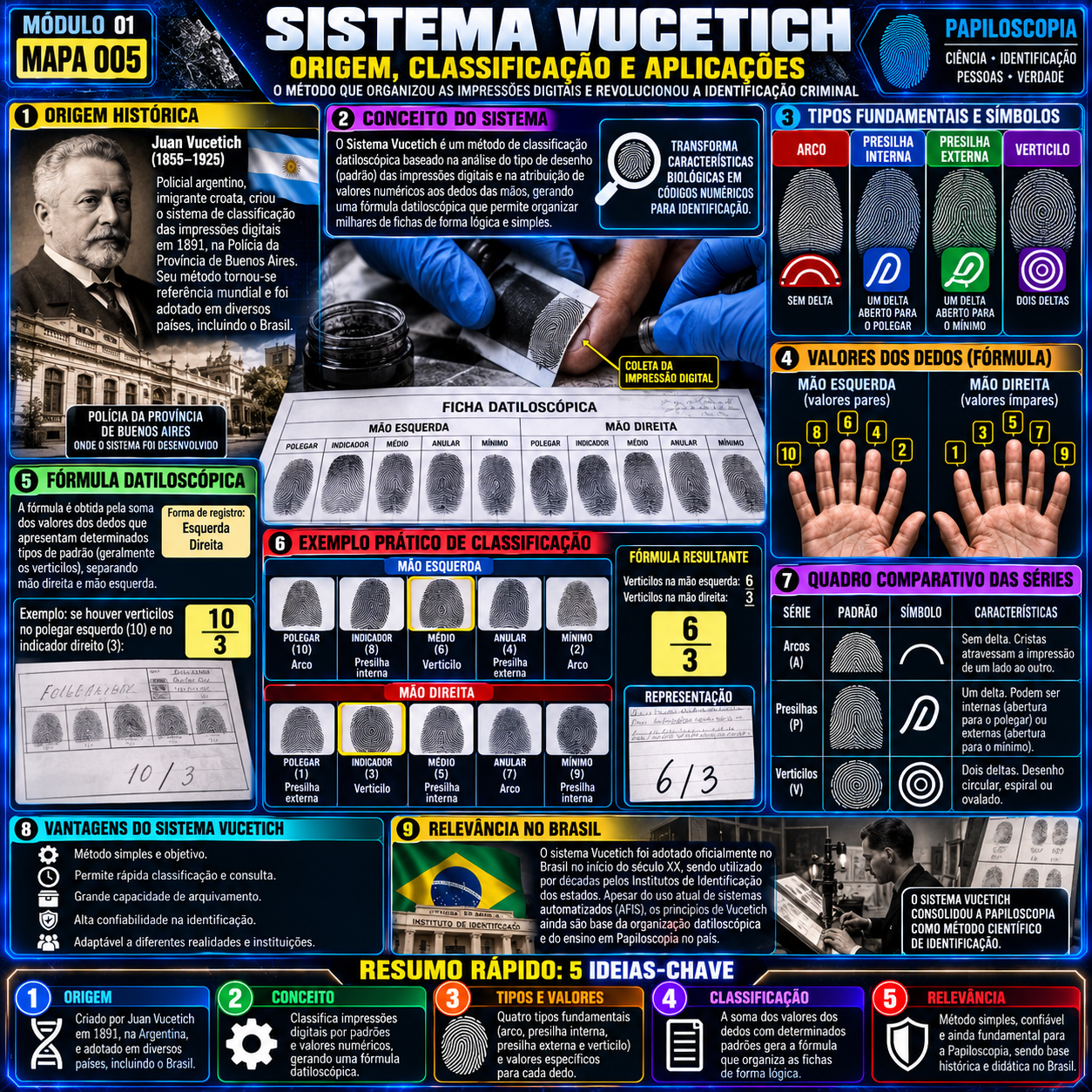 Mapa Mental: Sistema Vucetich - Origem e Classificação